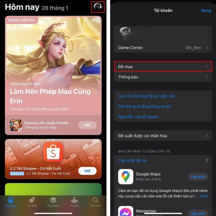 Cách ẩn ứng dụng đã từng tải xuống iPhone đơn giản chỉ với vài bước- Ảnh 1. Cách ẩn ứng dụng đã từng tải xuống iPhone đơn giản chỉ với vài bước- Ảnh 1.