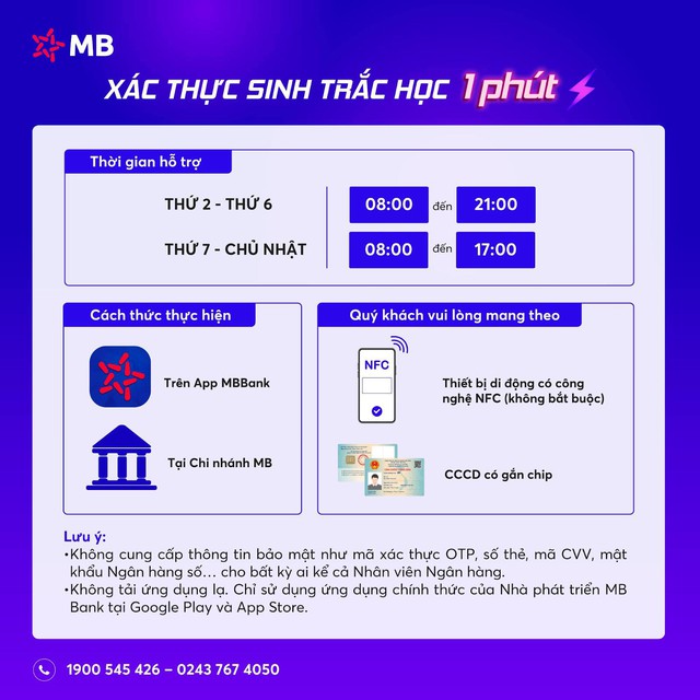 MB hỗ trợ sinh trắc học siêu tốc, lại tặng combo quà "hời" cho khách hàng mới- Ảnh 1. MB hỗ trợ sinh trắc học siêu tốc, lại tặng combo quà "hời" cho khách hàng mới- Ảnh 1.