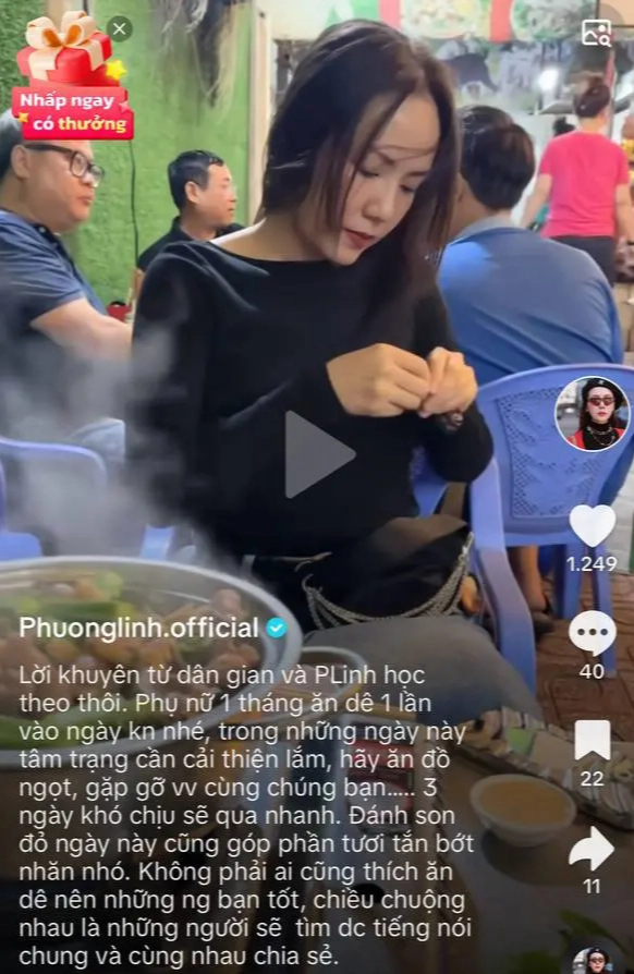 Ca sĩ Phương Linh mách chị em món nên ăn trong kỳ Ca sĩ Phương Linh mách chị em món nên ăn trong kỳ