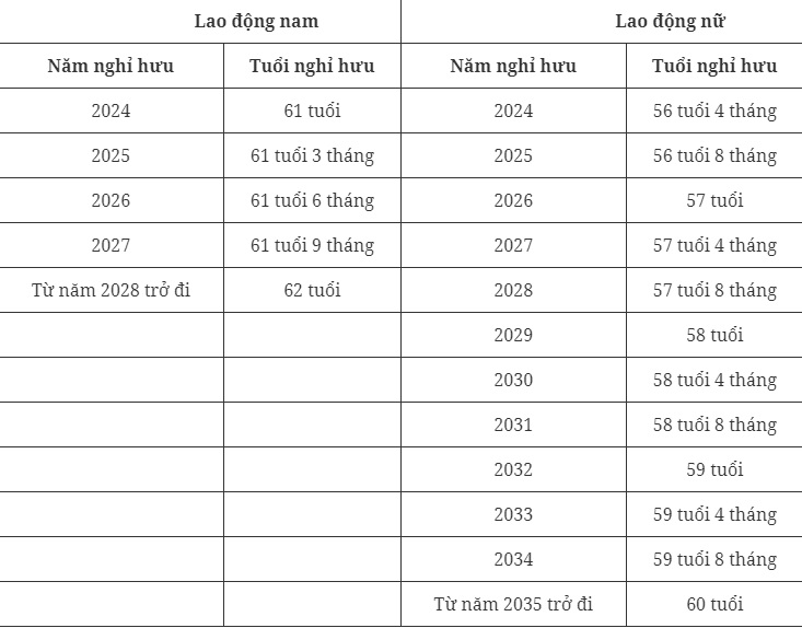 Tuổi nghỉ hưu của người lao động năm 2024 thay đổi như thế nào? - Ảnh 1. Tuổi nghỉ hưu của người lao động năm 2024 thay đổi như thế nào? - Ảnh 1.