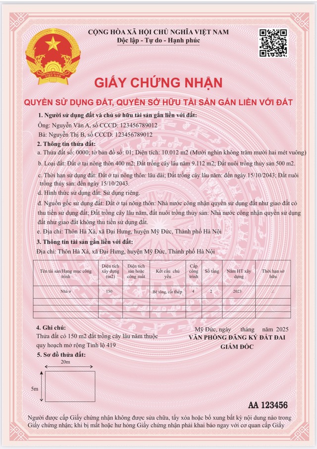 Sổ hồng, sổ đỏ mới theo Luật Đất đai 2024 sẽ có 2 trang và in mã QR?- Ảnh 1. Sổ hồng, sổ đỏ mới theo Luật Đất đai 2024 sẽ có 2 trang và in mã QR?- Ảnh 1.
