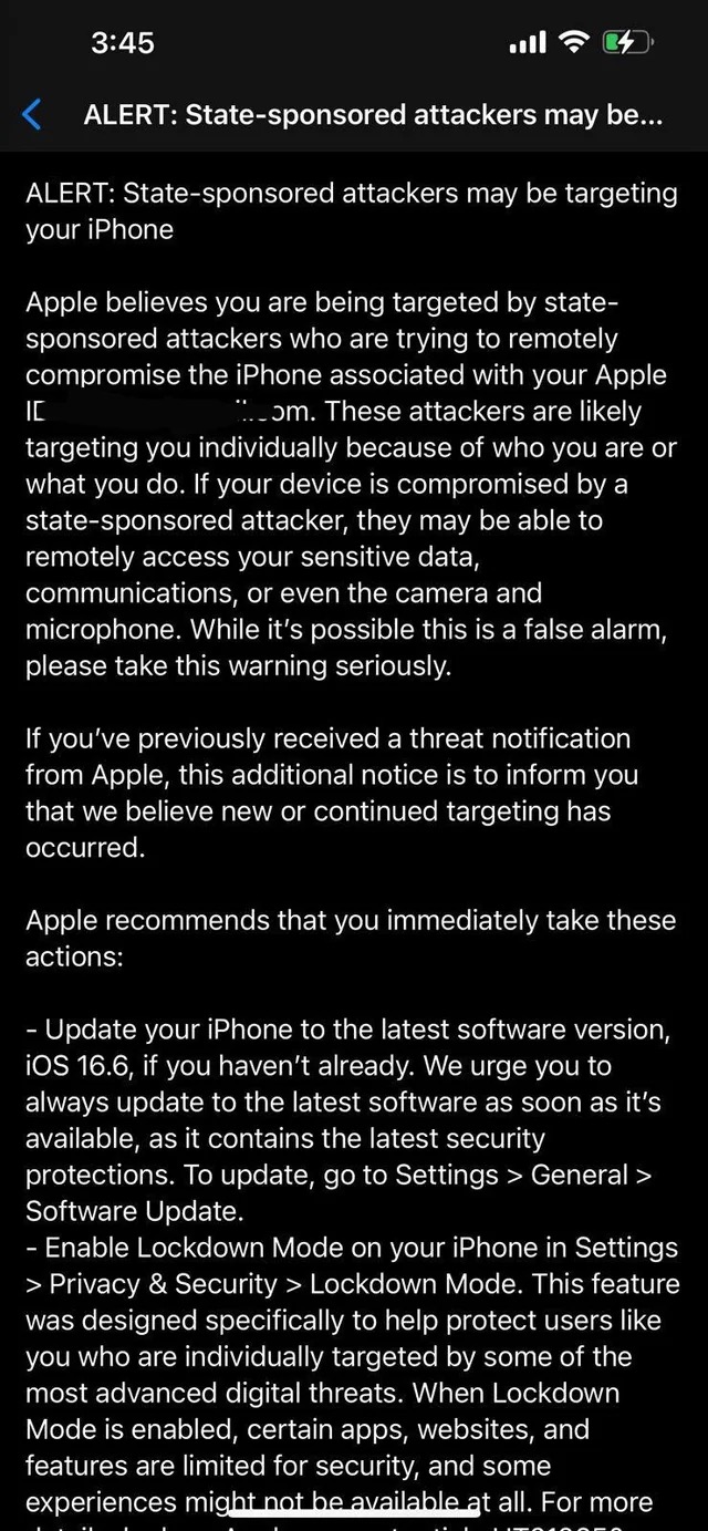 Apple cảnh báo người dùng ở 92 quốc gia về khả năng iPhone bị tấn công bởi phần mềm gián điệp- Ảnh 1. Apple cảnh báo người dùng ở 92 quốc gia về khả năng iPhone bị tấn công bởi phần mềm gián điệp- Ảnh 1.