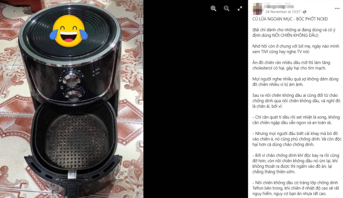 MXH "phốt" nồi chiên không dầu vì nguy cơ gây ung thư: Chuyên gia chỉ ra 3 điểm sai người dùng hay mắc khi nấu ăn bằng phương pháp này - Ảnh 1. MXH "phốt" nồi chiên không dầu vì nguy cơ gây ung thư: Chuyên gia chỉ ra 3 điểm sai người dùng hay mắc khi nấu ăn bằng phương pháp này - Ảnh 1.