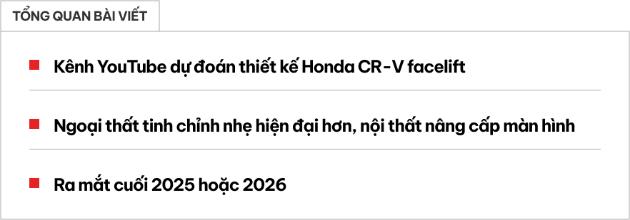 Tự hoạ Honda CR-V 2025: Thiết kế chỉnh nhẹ nhưng có điểm vô cùng táo bạo trong nội thất- Ảnh 1. Tự hoạ Honda CR-V 2025: Thiết kế chỉnh nhẹ nhưng có điểm vô cùng táo bạo trong nội thất- Ảnh 1.